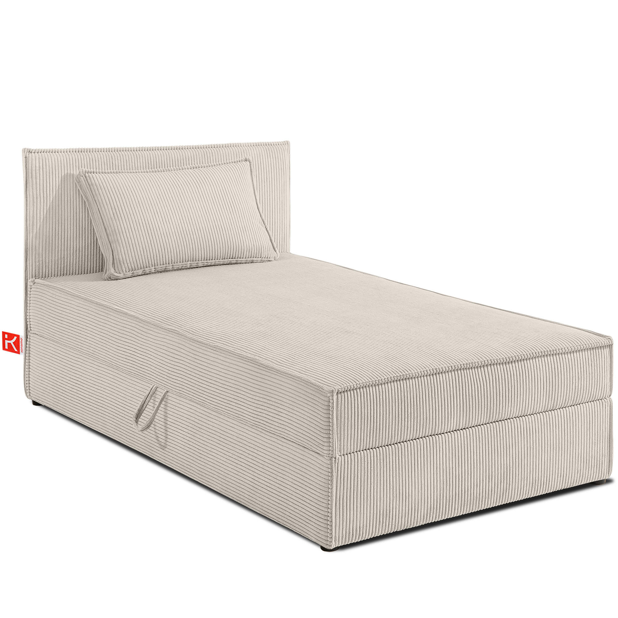 BOXSPRINGBETT ROTI Einzelbett, cremefarben - Creme/Schwarz, Holz/Holzwerkstoff (90/200cm) - KONSIMO®