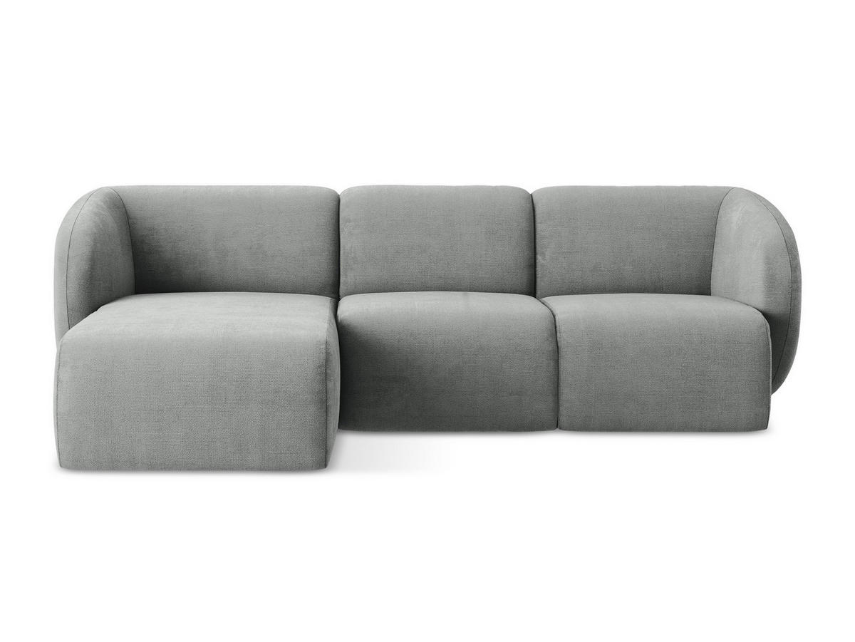 ECKSOFA Links Chenille Stoff Grau - Schwarz/Grau, Holzwerkstoff/Kunststoff (248/166cm) - Makamii