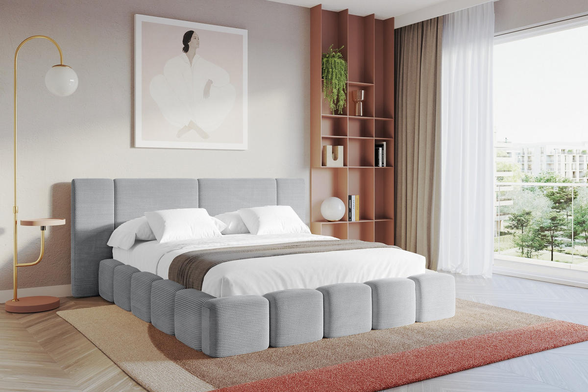 POLSTERBETT mit Bettkasten und Lattenrost, Bett mit Matratze H3/H4 - NILO 140x200 Grau - Anthrazit, Holzwerkstoff/Textil (140/200cm) - ALTDECOR