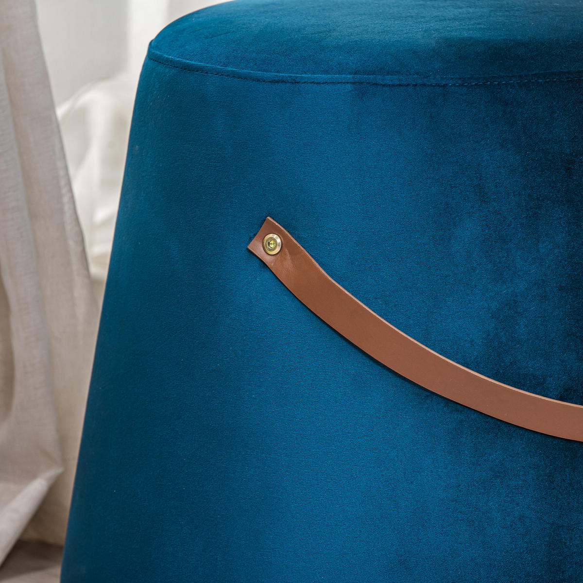 POUF Samt Blau - Blau, Textil (42/36/42cm) - Nordlys