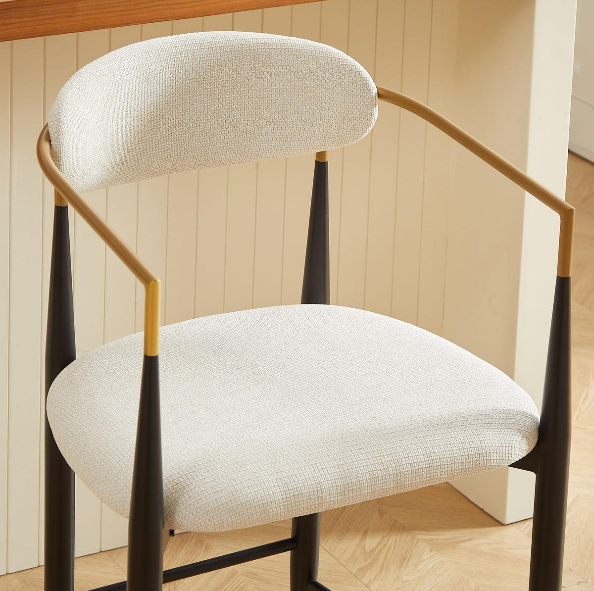 BARHOCKER 2er-Set Beige aus Stoff mit Armlehnen - Beige, Metall (56/23/109cm) - OKMYHOME