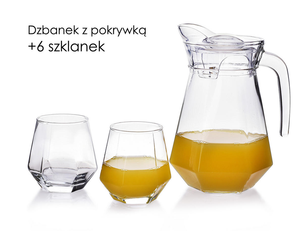 KRUG mit Gläsern Transparent 5/5.5/5 cm Glas - Transparent, Glas (0.33L) - Mondex