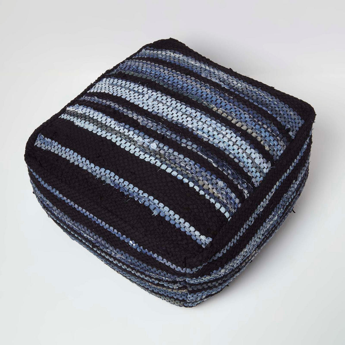SITZPOUF Texas blau gestreift, 60/60/30 cm - Blau, Textil (60/30/60cm) - Homescapes