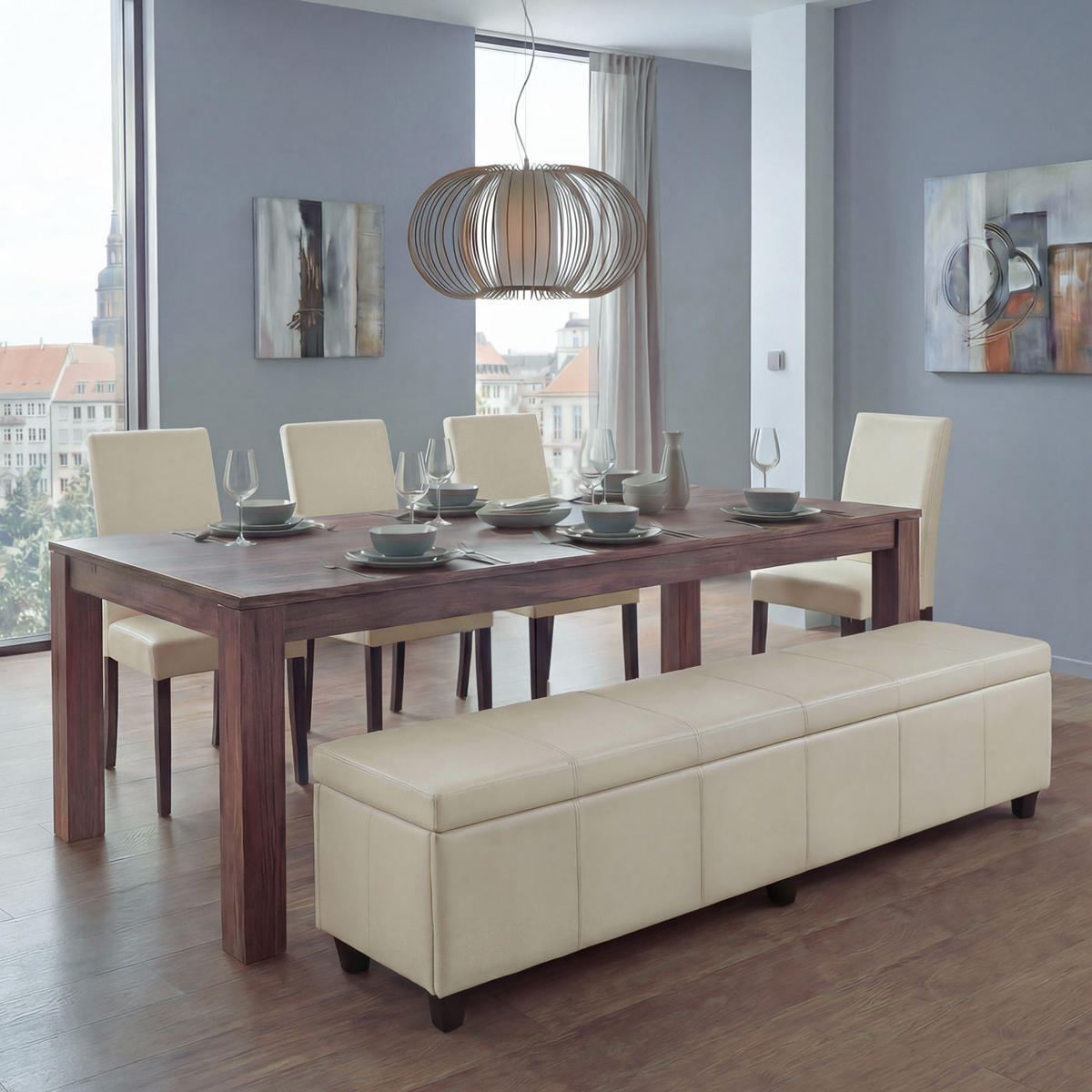 GARNITUR XXL Weiß 5-teilig-Set - Weiß, Textil (48/90/56cm) - MCW