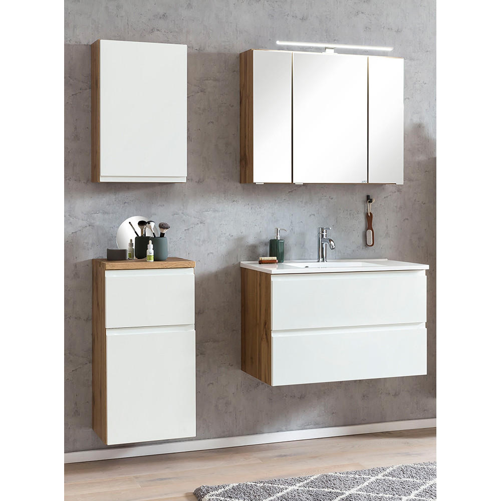 BADMÖBEL-SET 4-TLG. Vasto-03 - Weiß, Holzwerkstoff (135/200/47cm) - Lomado