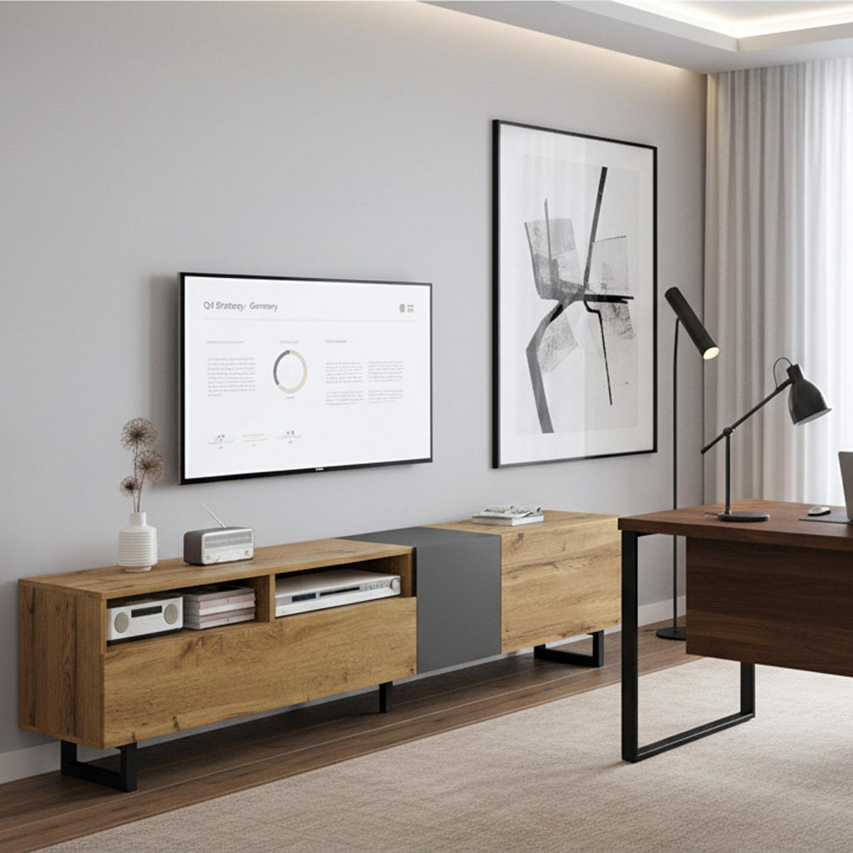 SIDEBOARD Industrieller Stil 170 /36.5/ 42 cm - Eichefarben, Holzwerkstoff (170/42/36.5cm) - Urban Meuble