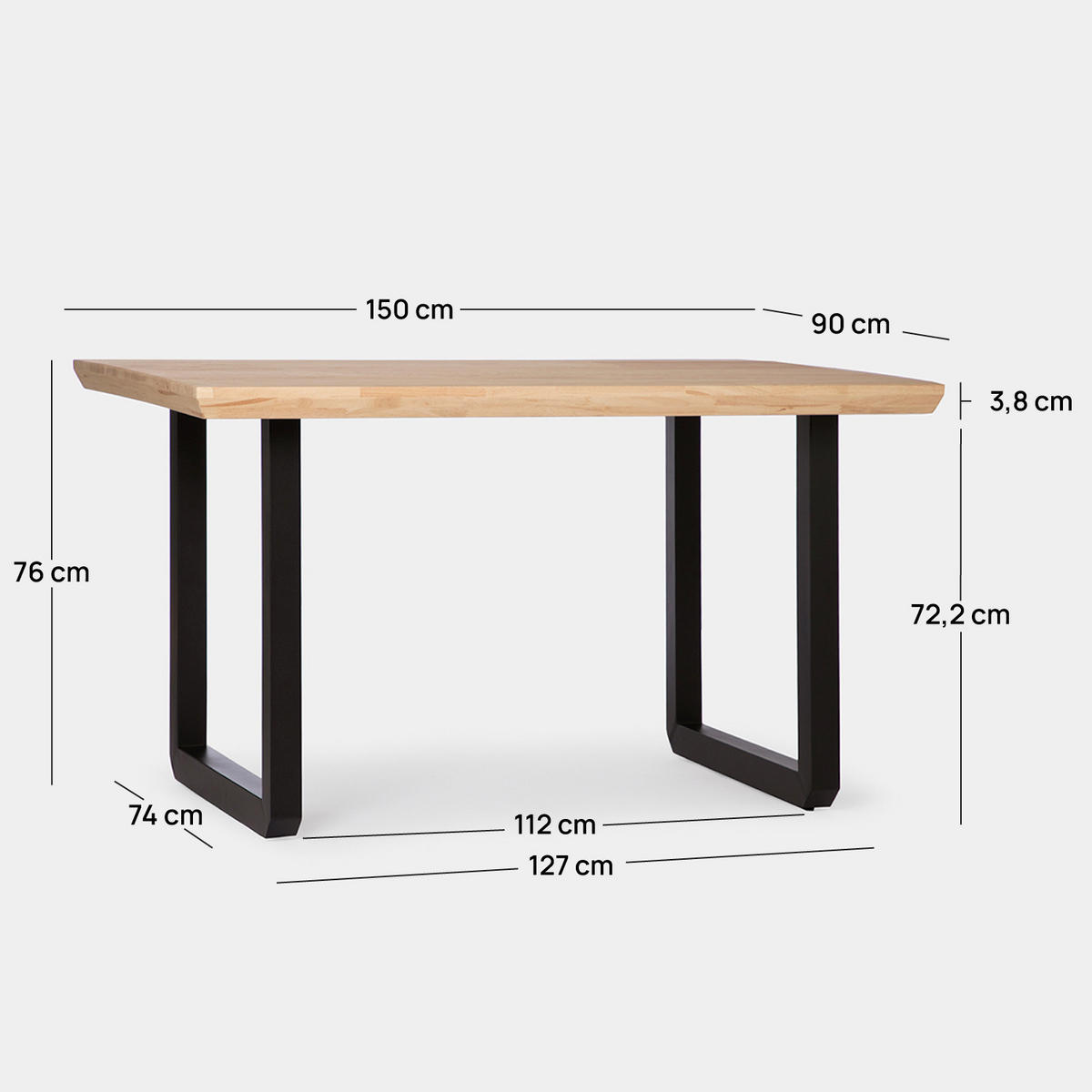 AUSZIEHBARER TISCH Khonor Zweifarbig 150 cm x 76 cm - Multicolor, Holz (90/150/76cm) - Klast Home