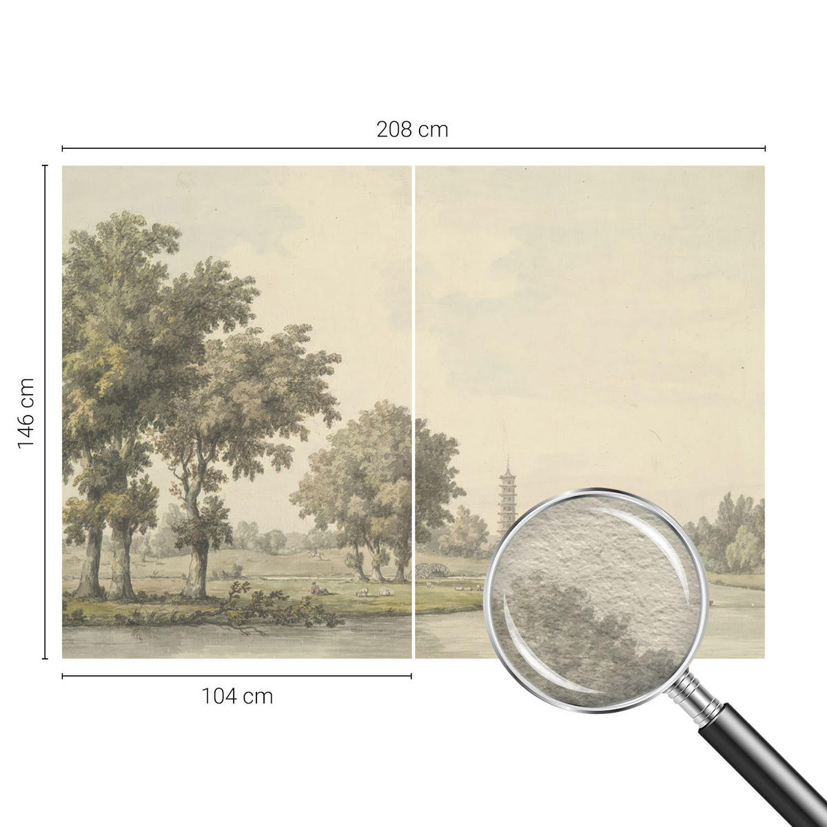 FOTOTAPETE 208x146 cm - Ein ruhiger Park - Grau, Textil (208/146cm) - Wallfluent