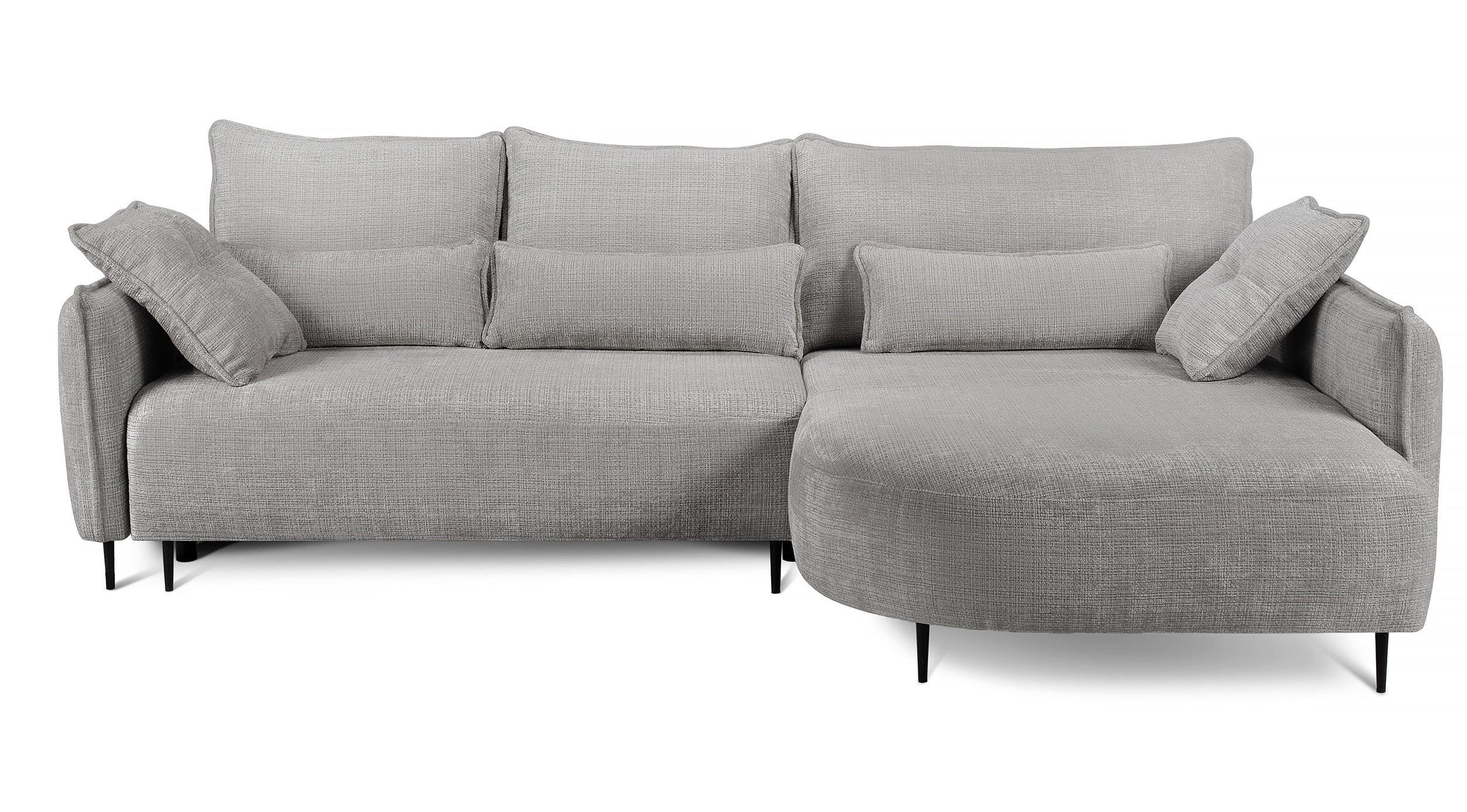ECKSOFA Oblivio Grau Chenille - Schwarz/Grau, Textil/Metall (285/200cm) - Selsey