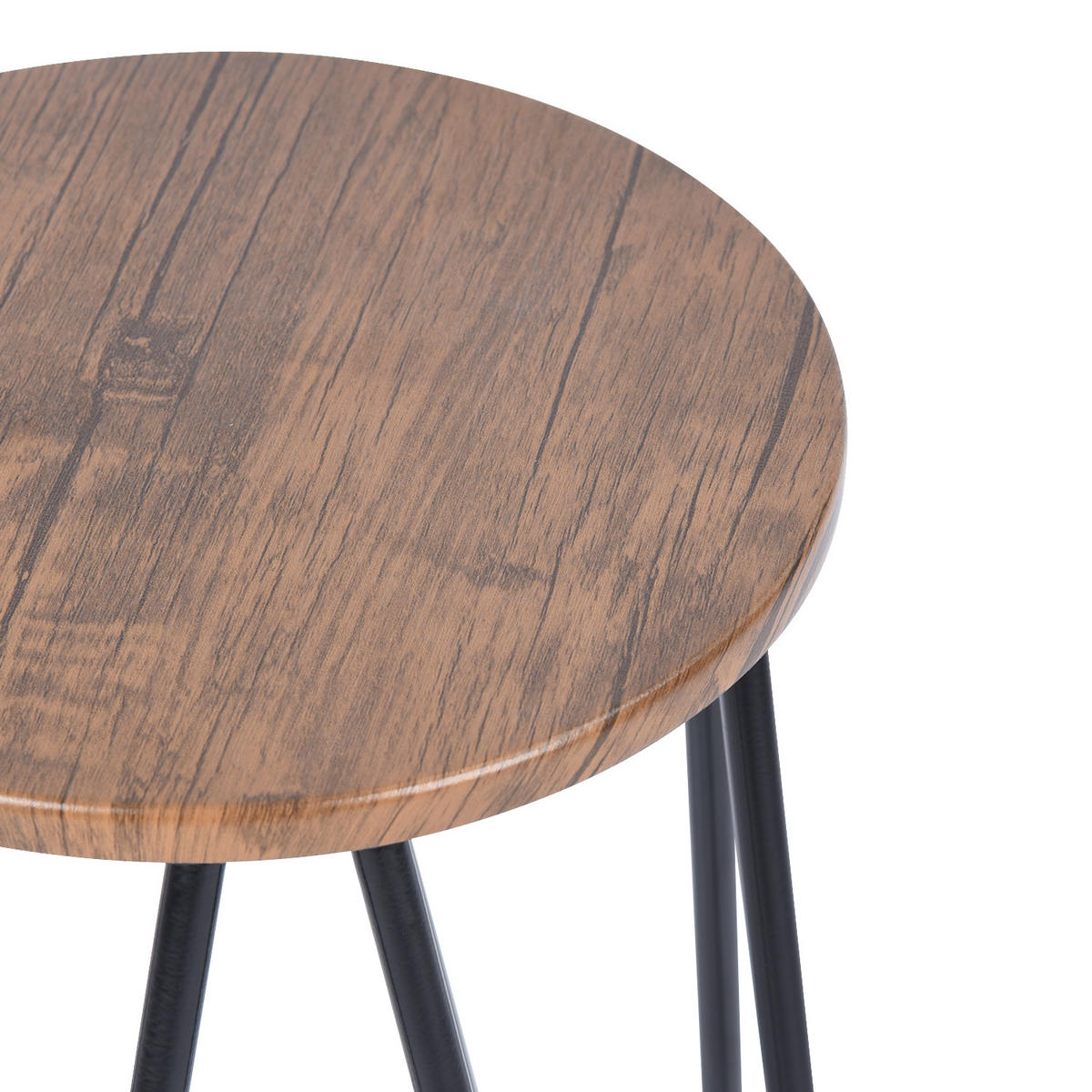 BARHOCKER 2er-Set Metallbeine, Holzkissen - Schwarz/Braun, Metall (30/63/30cm) - Urban Meuble