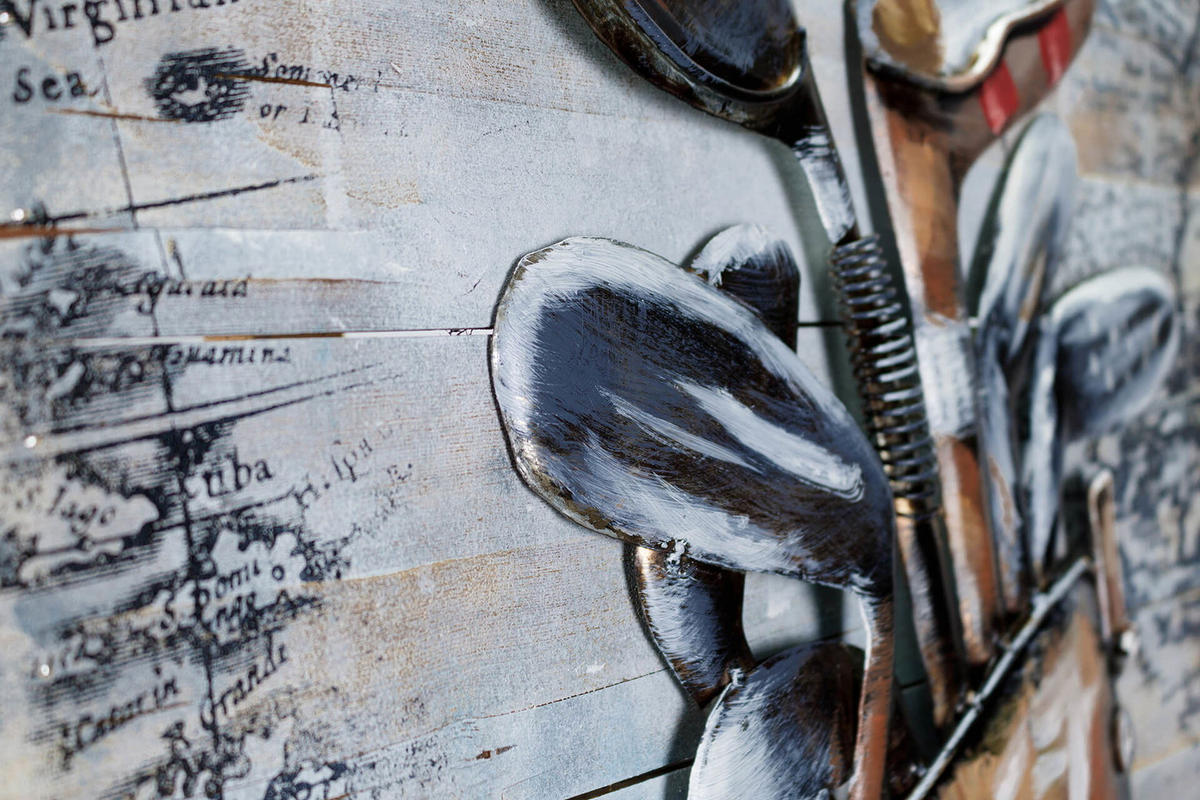 HOLZBILD Silber 60/60 cm - Silberfarben/Braun, Holz/Metall (3/60cm) - KUNSTLOFT