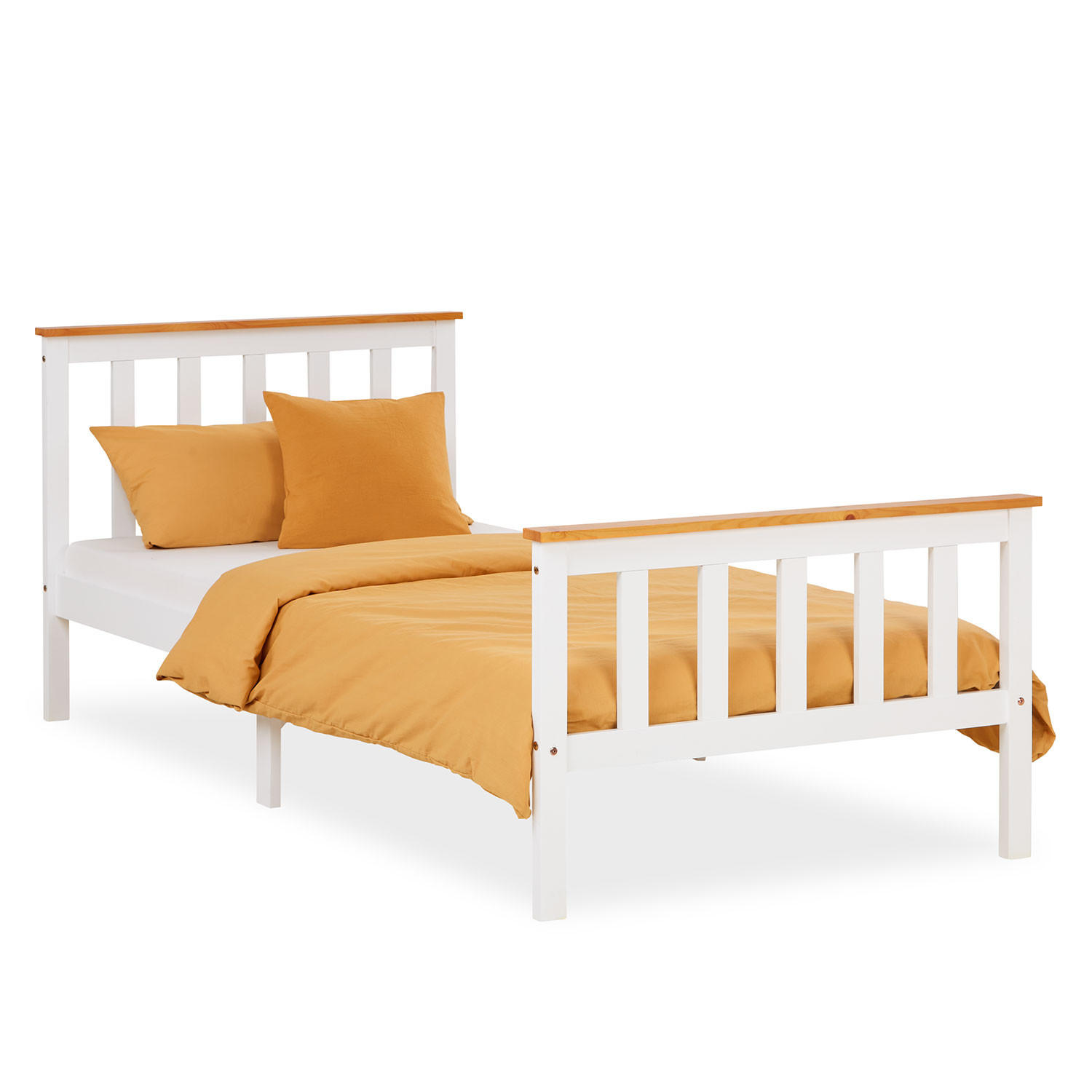 Homestyle4u Holzbett Weiß 90x200 cm