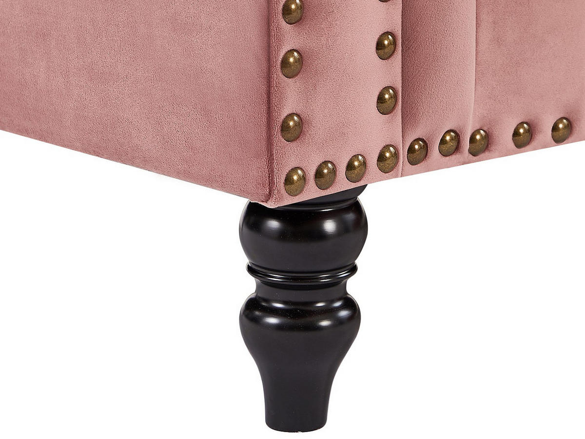 ECKSOFA - Ecke wechselbar - Samt - Altrosa - TURNER - Pink, Textil (222/144cm) - Vente-Unique