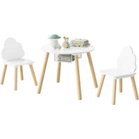 KINDERSITZGRUPPE runder Tisch, Weiß - Naturfarben/Weiß, Holz/Holzwerkstoff (52/44/52cm) - Woltu