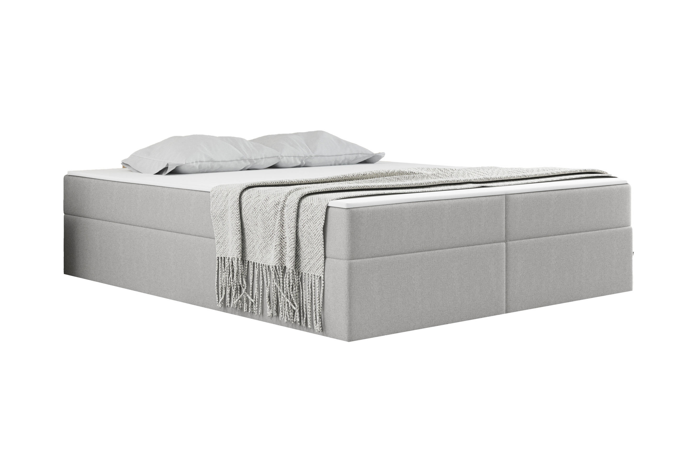 BOXBETT Mit Bettkasten Und Matratze Topper Ruben Hellgrau 200x200 cm H2-Pocket - Greige, Holz/Textil (200/200cm) - Kaiser Möbel