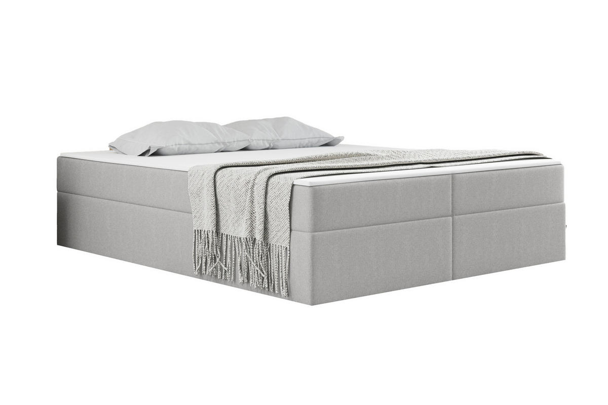 BOXBETT Mit Bettkasten Und Matratze Topper Ruben Hellgrau 200x200 cm H2-Pocket - Greige, Holz/Textil (200/200cm) - Kaiser Möbel
