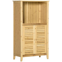 BADZIMMERSCHRANK mit offenem Regal, Bambus, Natur, 50 x 25,5 x 92 cm - Naturfarben, Holz (25.5/92/50cm) - HOMCOM