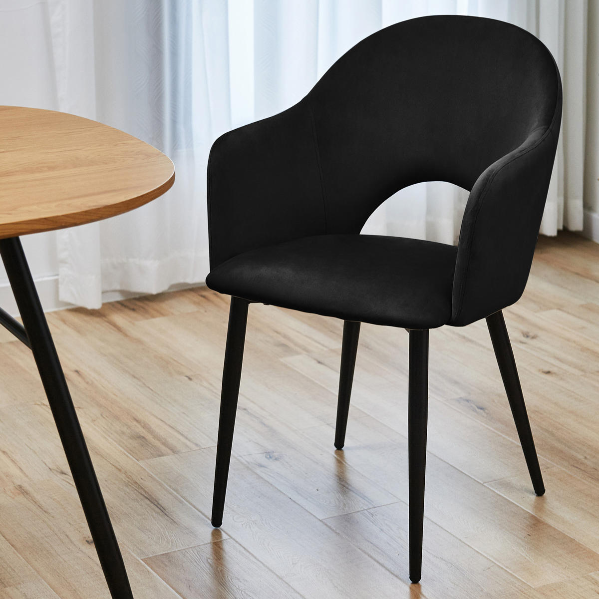 ESSZIMMERSTÜHLE HAILEY (2er Set) - Schwarz, Textil/Metall (54/83/53cm) - SVITA