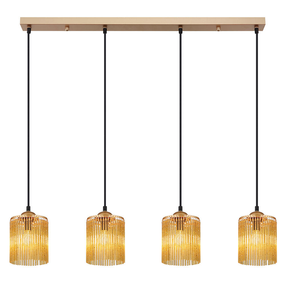 LED HÄNGELEUCHTE LEEDS Gold Acrylstäbe Amber - Goldfarben, Metall (87/12/133cm) - Nowa