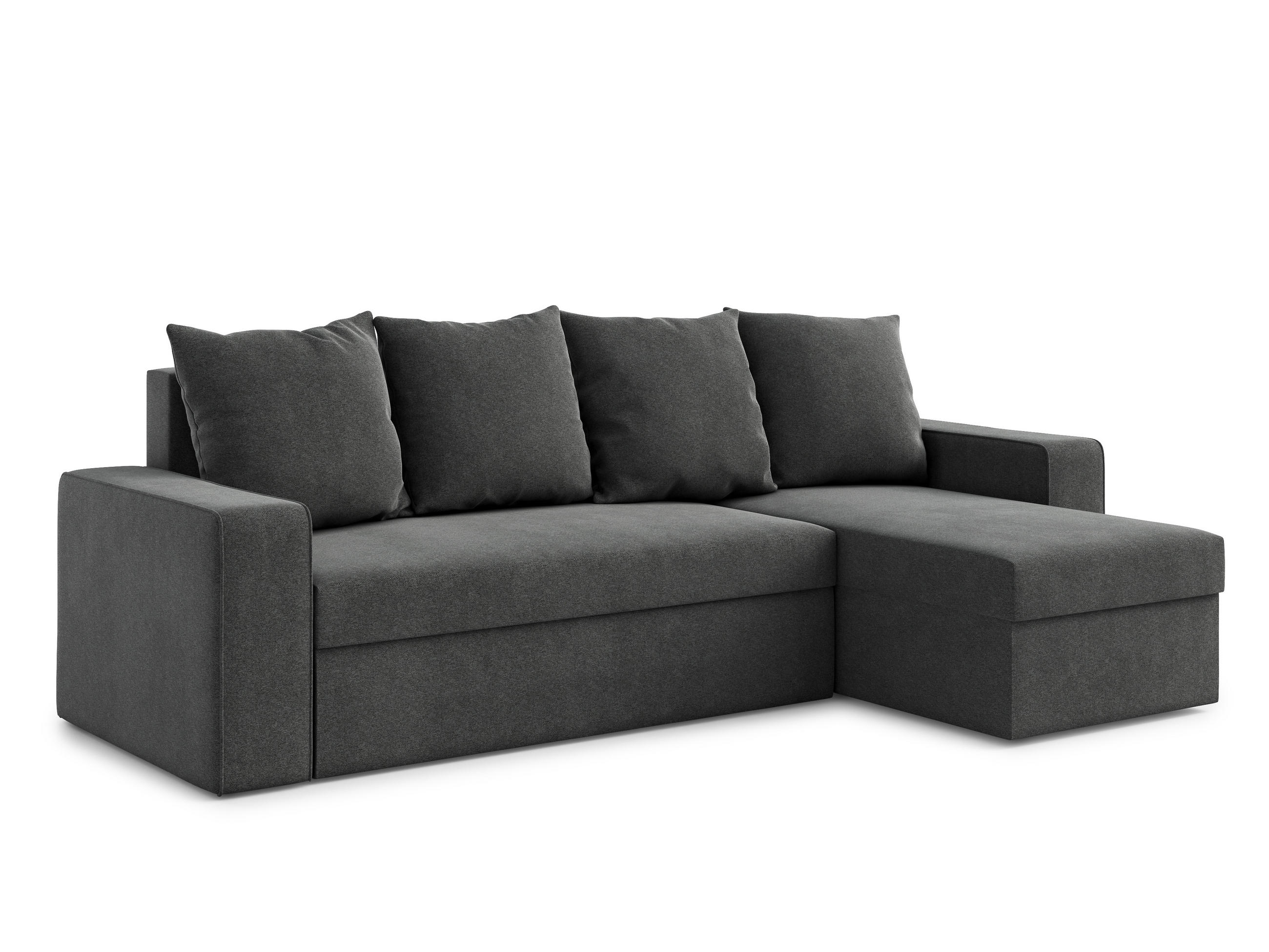ECKSOFA L Form Climpy Anthrazit 242/145/98 cm – mit Schlaffunktion und Bettkasten - Schwarz, Kunststoff/Textil (242/145cm) - AX Living