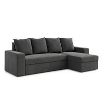 ECKSOFA L Form Climpy Anthrazit 242/145/98 cm – mit Schlaffunktion und Bettkasten - Schwarz, Kunststoff/Textil (242/145cm) - AX Living