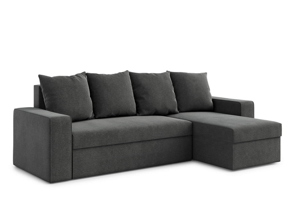 ECKSOFA L Form Climpy Anthrazit 242/145/98 cm – mit Schlaffunktion und Bettkasten - Schwarz, Kunststoff/Textil (242/145cm) - AX Living