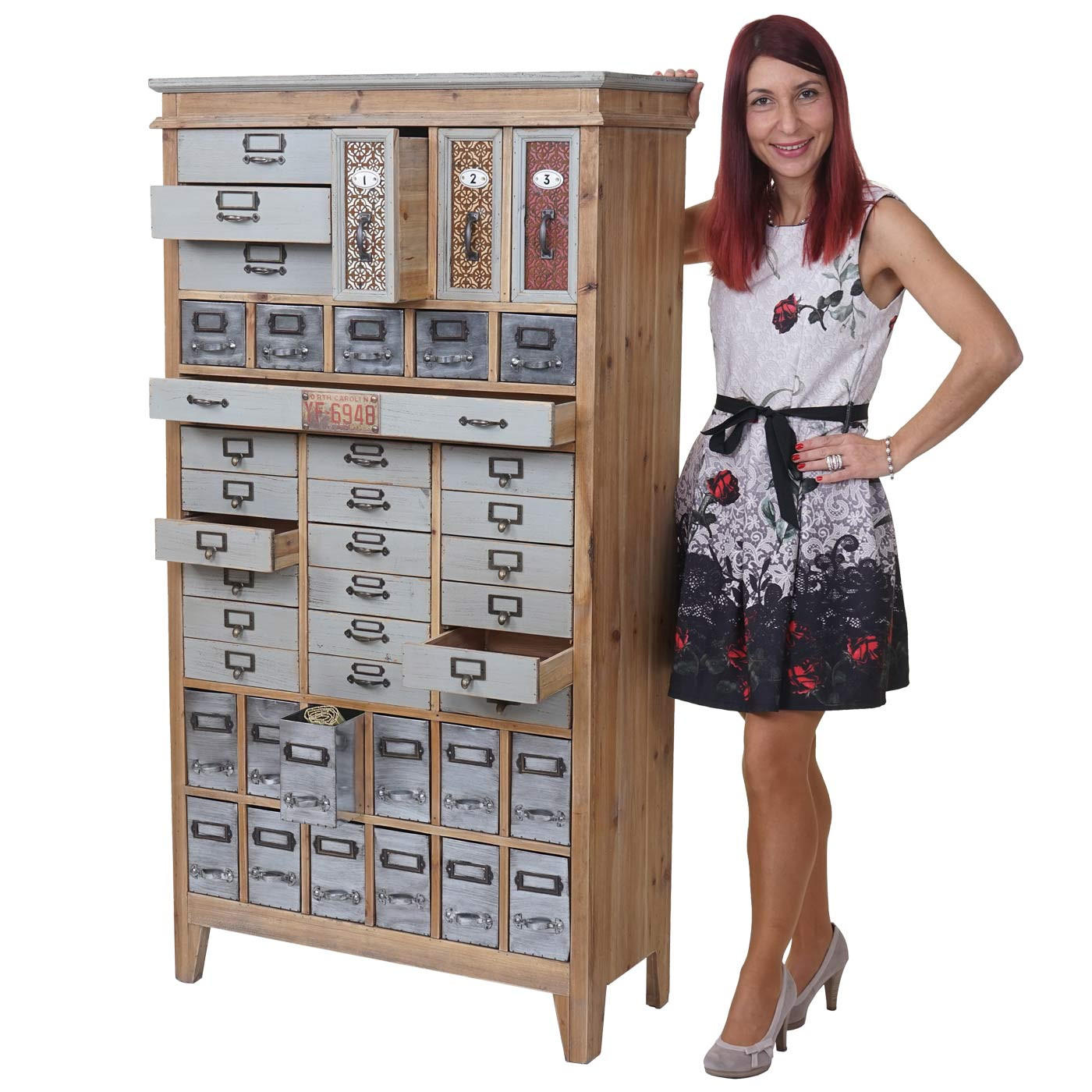 APOTHEKER-SCHRANK Multicolor - Multicolor, Holz (81/152/34cm) - MCW