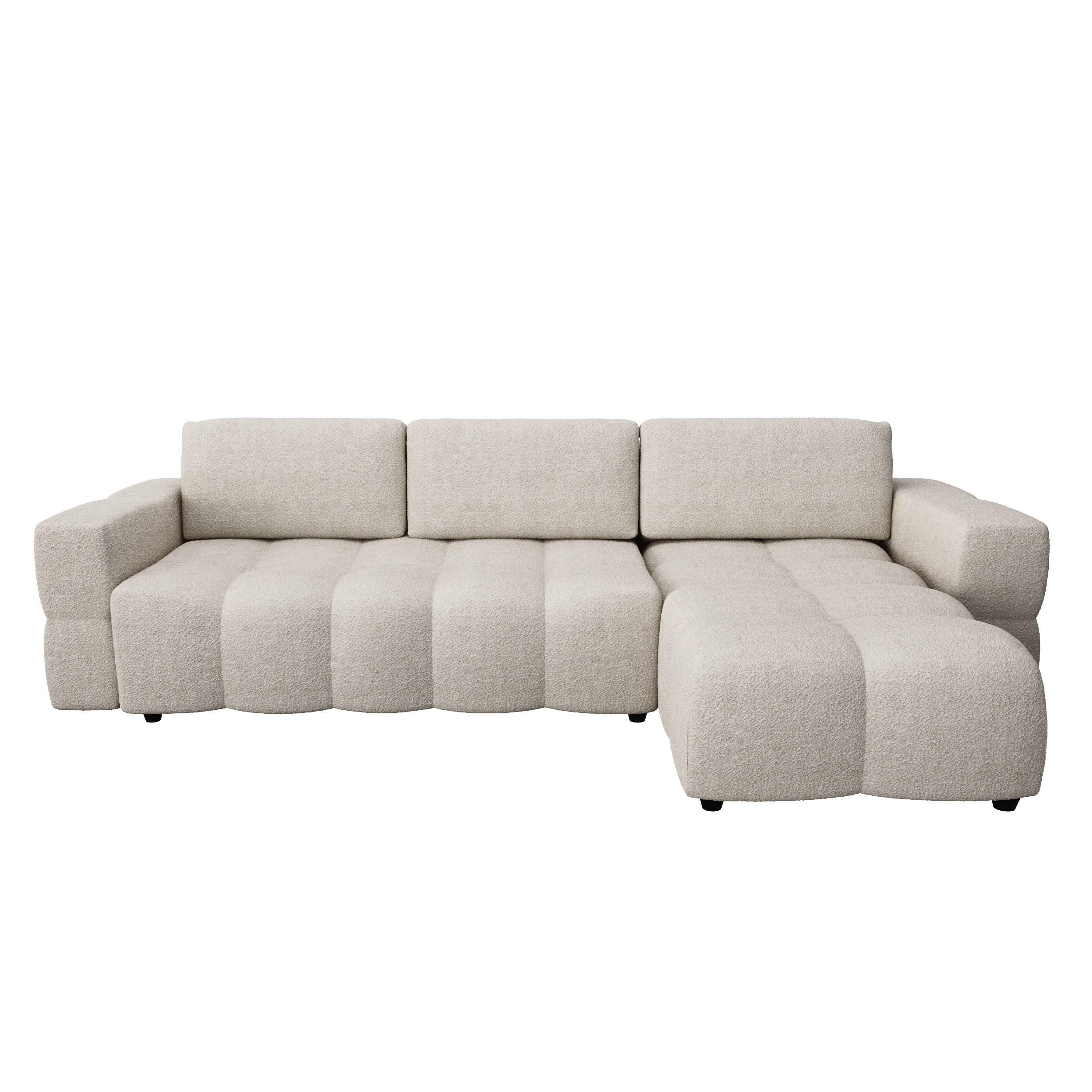 ECKSOFA RECHTS Bouclé-Stoff Beige 286cm - Beige, Textil (286/169cm) - Sia Home
