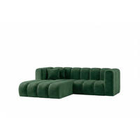 ECKSOFA Modulares In L-Form, Velvet-Stoff Riviera, Grün, Links, GRAND - Grün, Holz (227/179cm) - Kaiser Möbel