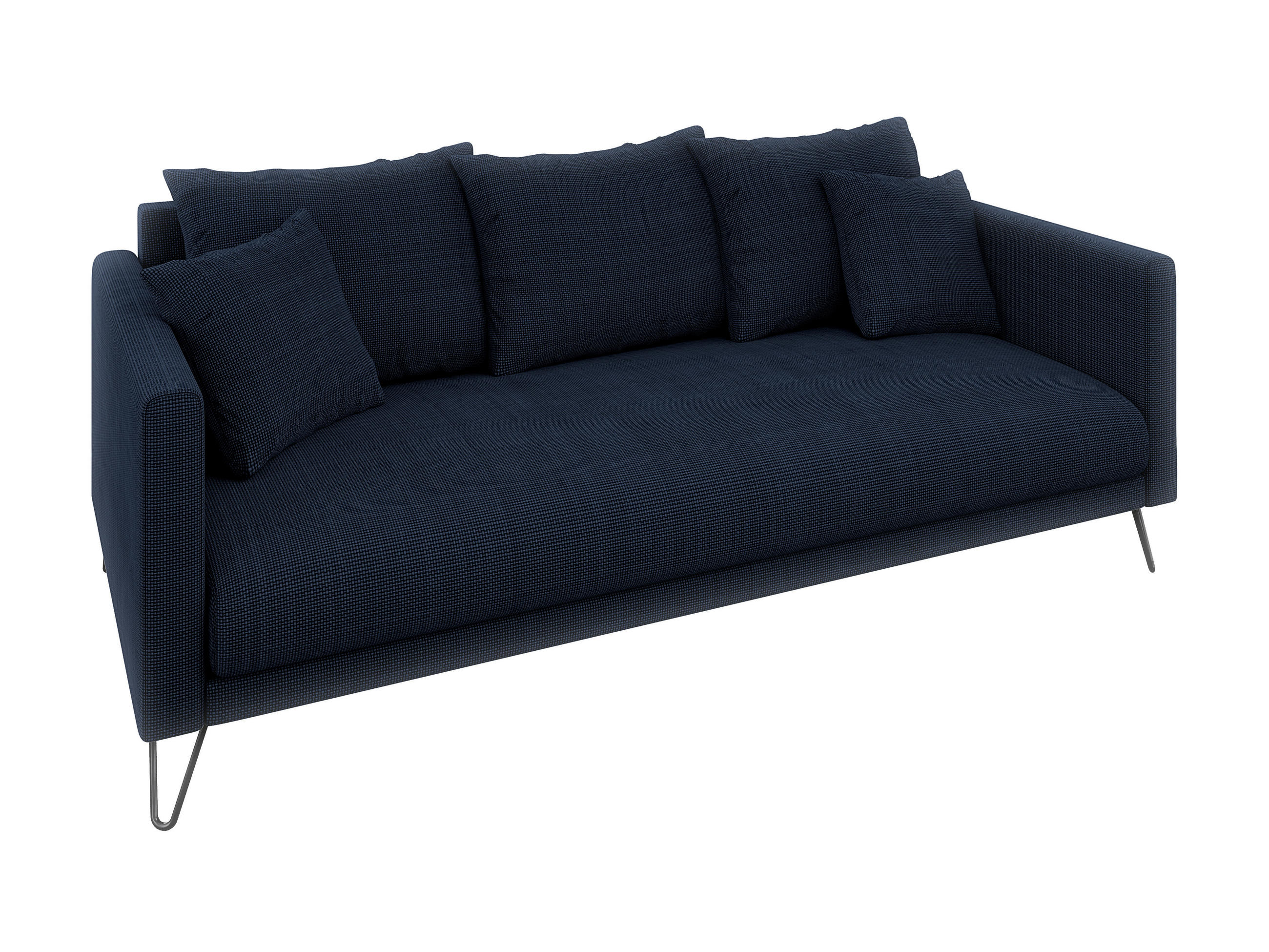 3-SITZER-SOFA Harmony Marineblau Chenille - Blau/Schwarz, Textil/Metall (200/85/100cm) - S-Style Möbel