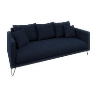 3-SITZER-SOFA Harmony Marineblau Chenille - Blau/Schwarz, Textil/Metall (200/85/100cm) - S-Style Möbel