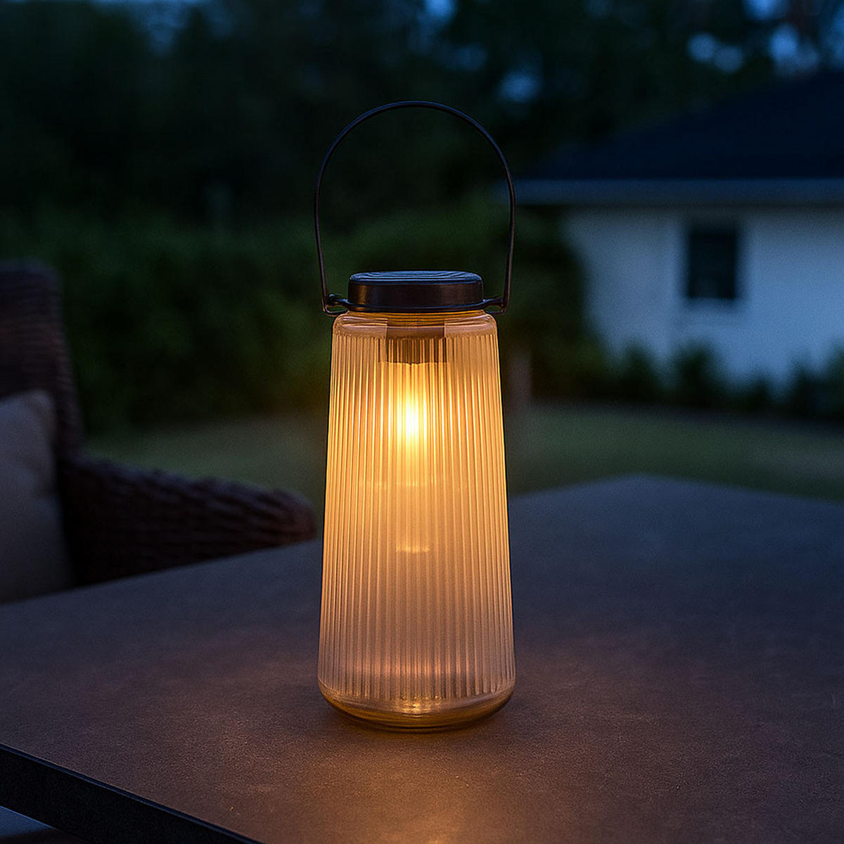 LED AUSSENLEUCHTE Solar Laterne Schwarz - Schwarz, Glas (11.5/11.5/25cm) - Globo Lighting