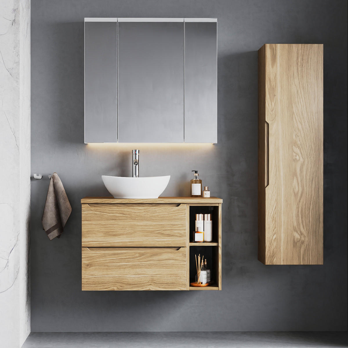 BADMÖBEL 80.6cm Viggo 2er-Set Holz - Braun, Holzwerkstoff (80.6/52.2/46.5cm) - Petits-meubles