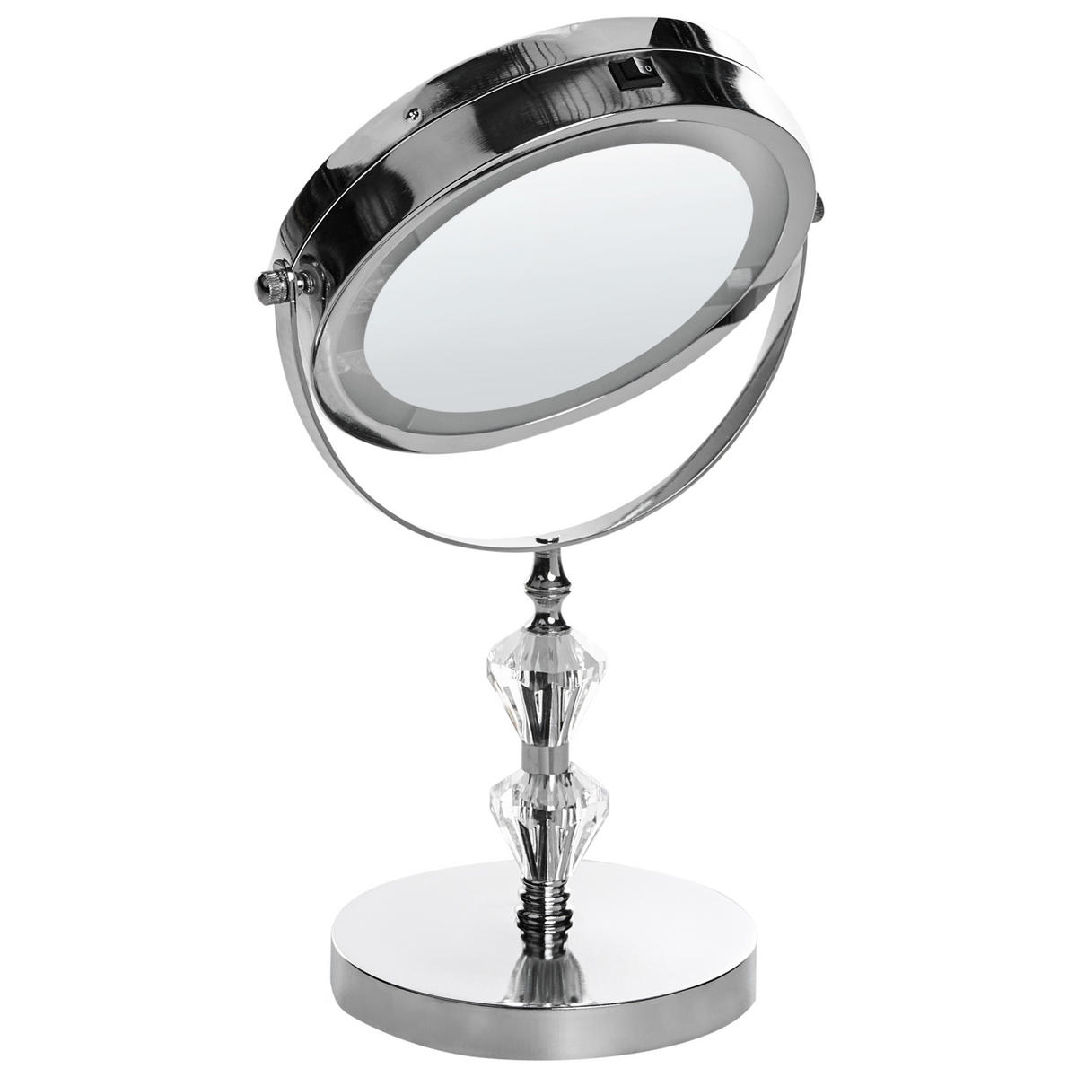 KOSMETICKÉ ZRCADLO stříbrné s LED osvětlením 20 cm Laon - stříbrná, kov (20/31/14cm) - Beliani