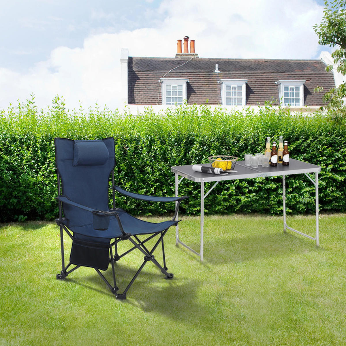 GARTENLIEGE 600D Oxford-Gewebe 115 x 84 x 88.5cm, Blau - Blau, Textil (84/88.5/115cm)