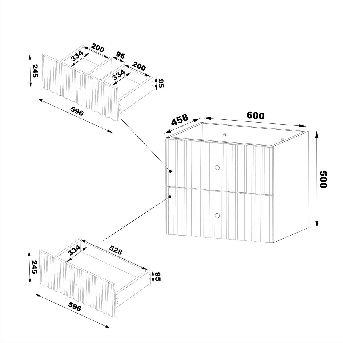 DONJI ELEMENT ZA UMIVAONIK 60.6cm Izae Bijeli - bijela, drvni materijal (60.6/52.2/46.5cm) - Petits-meubles