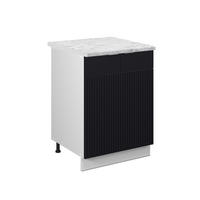 KÜCHENUNTERSCHRANK Fame-Line, Schwarz gestreift, 60 cm, AP Marmor - Schwarz/Weiß, Holzwerkstoff (60/82/60cm) - Vicco
