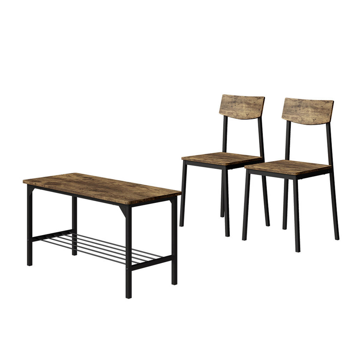 LAVICE A ŽIDLE Fyrk Černá/dubová rustikální - divoký dub/černá, kompozitní dřevo (85/46/36cm) - Vicco