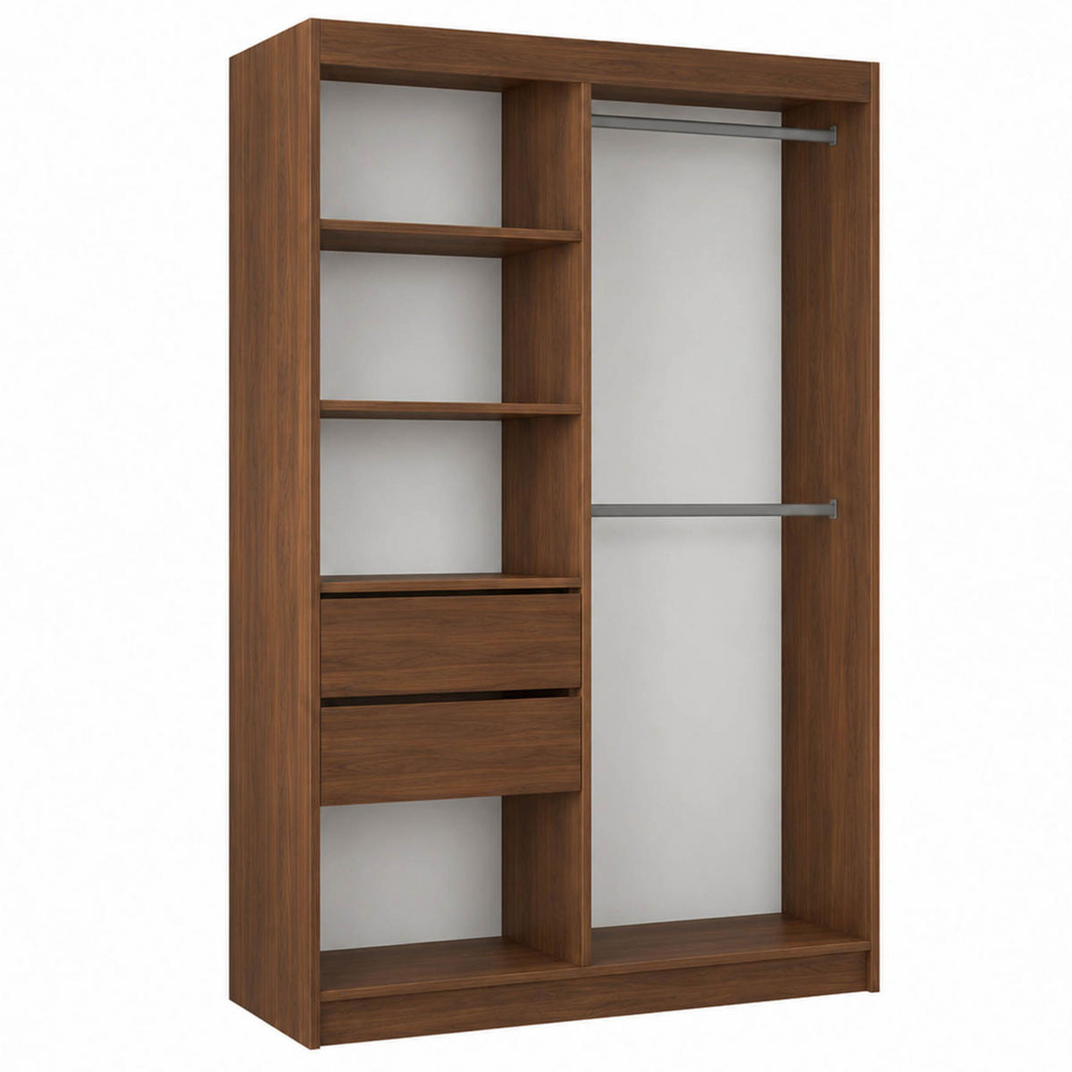 SCHWEBETÜRENSCHRANK Debra II mit Schubladen und Spiegel 120/216/61 Walnuss - Walnussfarben, Holzwerkstoff (120/216/61cm) - Beautysofa