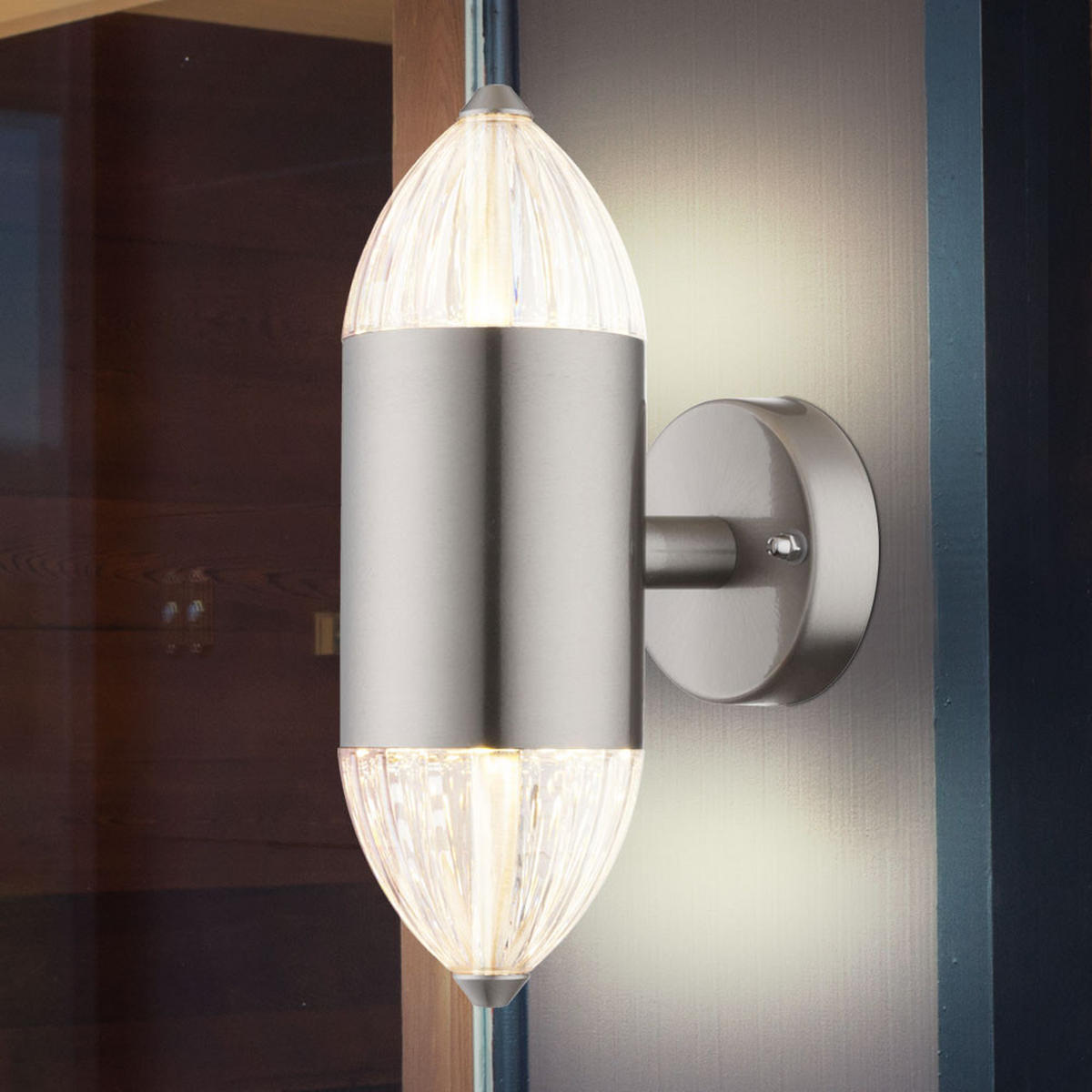 LED AUSSEN-WANDLEUCHTE CHARLENE Silber - Silberfarben, Metall (8/21/13.3cm) - Globo Lighting