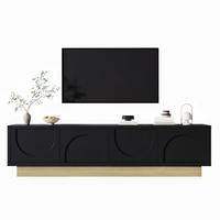 TV-LOWBOARD 175 x 40 x 41,5 cm aus MDF, Holzoptik, 4 Türen, Kabelmanagement, gebogen, Schwarz - Schwarz, Holzwerkstoff (175/41/40cm)