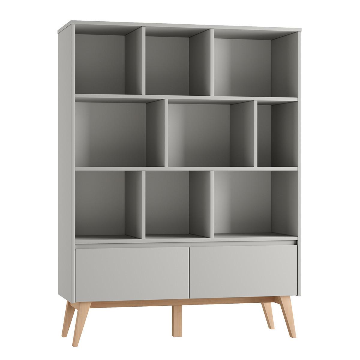 KNIHOVNA Swing Šedá a dřevo - šedá, kompozitní dřevo (120/160/42cm) - Petits-meubles