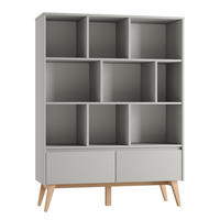 KNIHOVNA Swing Šedá a dřevo - šedá, kompozitní dřevo (120/160/42cm) - Petits-meubles