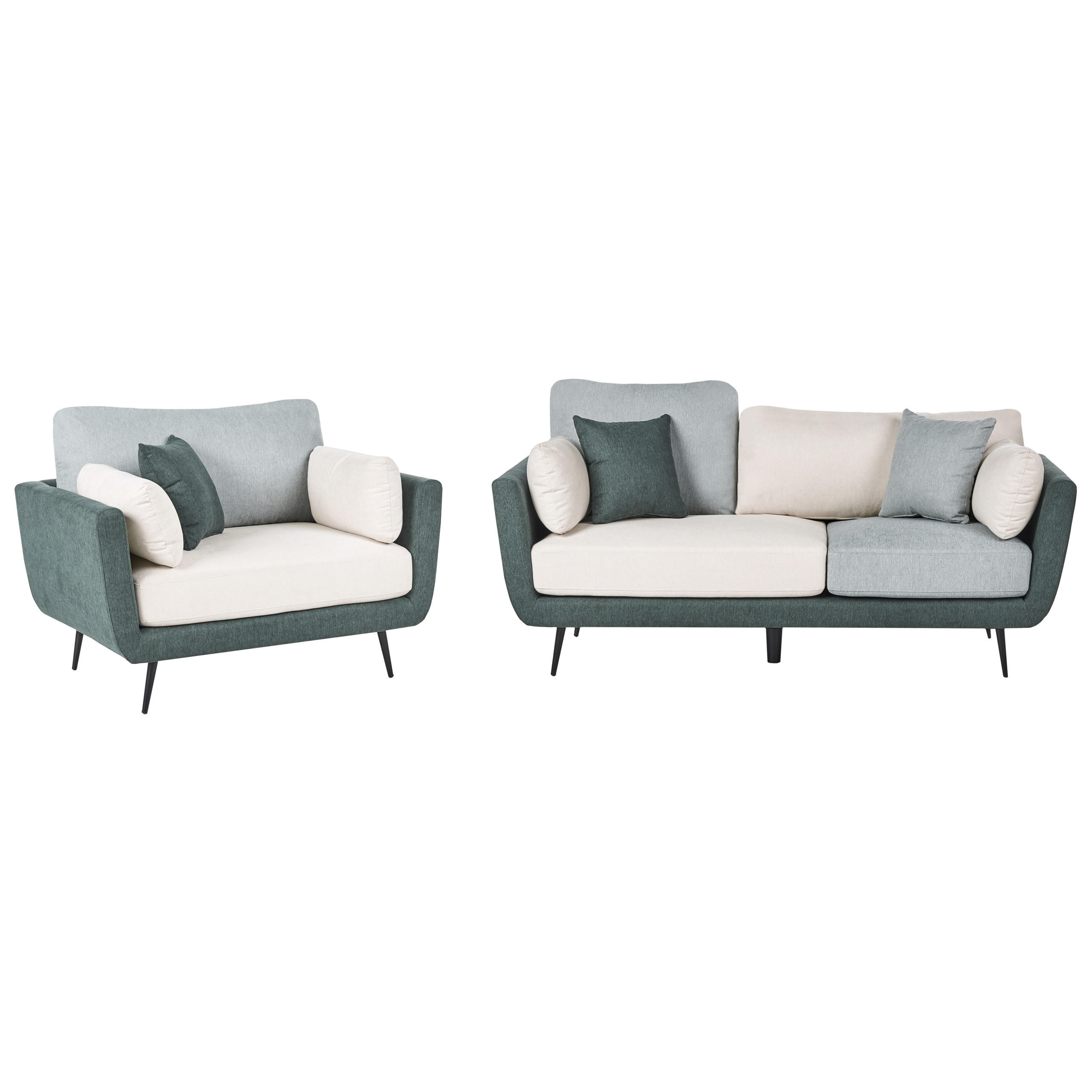 SOFA-SET 4-Sitzer Stoff Grün Bolga - Weiß/Grün, Textil (185/89/83cm) - Beliani