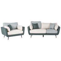 SOFA-SET 4-Sitzer Stoff Grün Bolga - Weiß/Grün, Textil (185/89/83cm) - Beliani