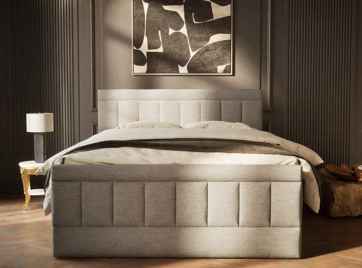 BOXSPRINGBETT Caya 140/200 cm, in Grau, Bettkasten, Matratze, Topper - Schwarz/Grau, Holz/Holzwerkstoff (140/200cm) - Maison de Reve