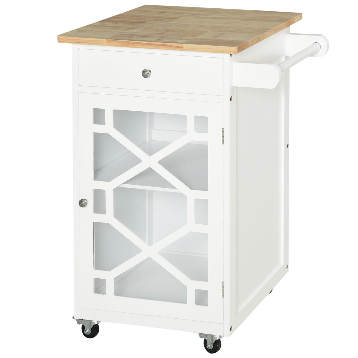 SERVIERWAGEN DE-17114 Schublade & Schrank mit Handtuchhalter Weiß - Weiß, Holzwerkstoff (45/86/63cm) - ComfortXL