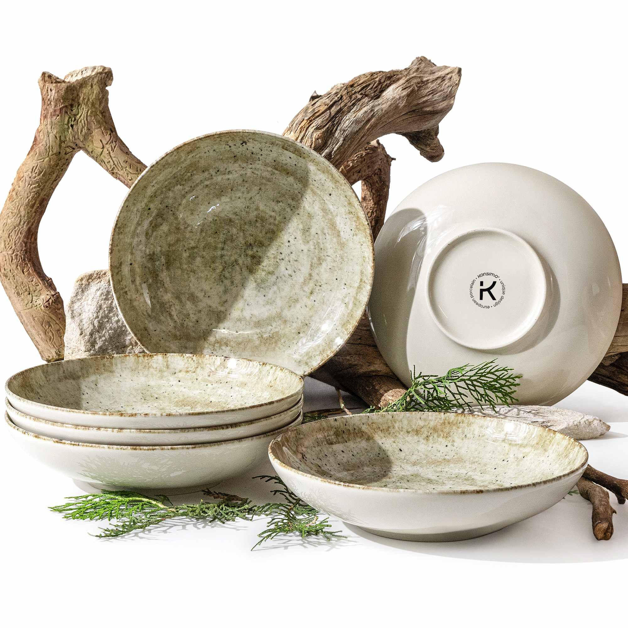 Konsimo® Teller-Set Beige 22x4x22 cm