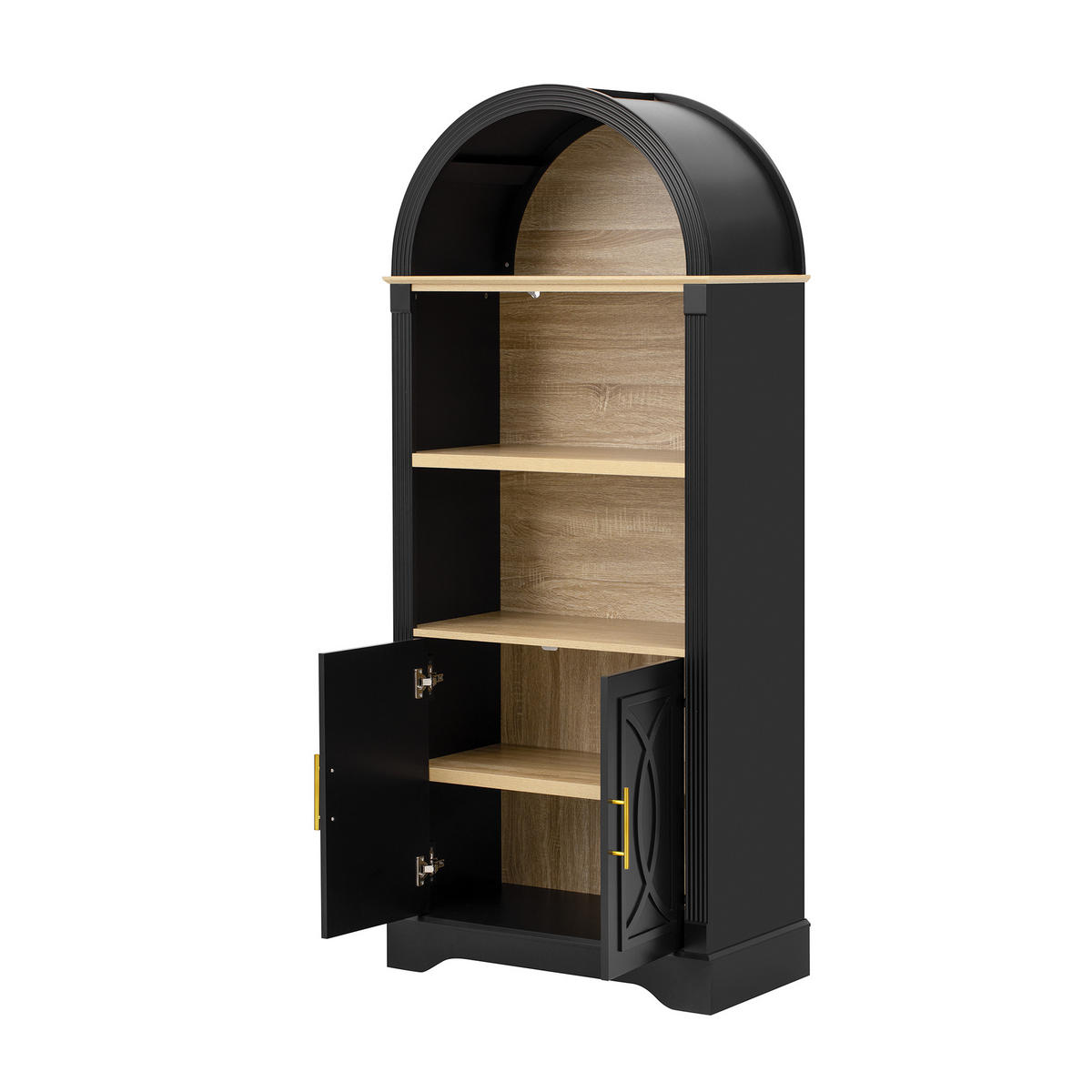 HIGHBOARD Schwarz 76,2×40×180 cm mit LED-eleuchtung und verstellbaren aus Holzwerkstoff - Schwarz, Holzwerkstoff (76.2/180/40cm)