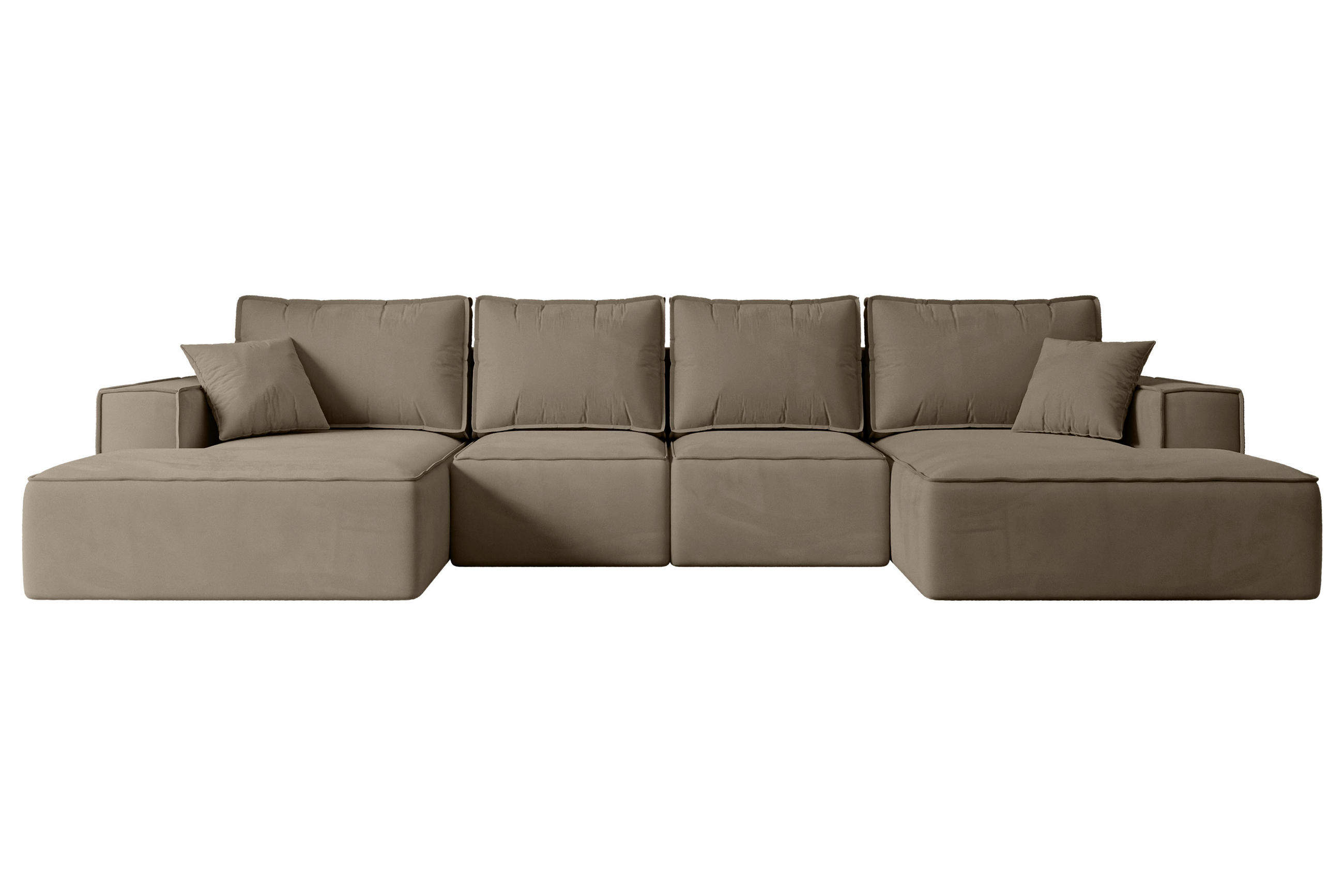 ALTDECOR SEDACÍ SOUPRAVA s funkcí lůžka a úložným prostorem pod postelí SIERRA-U-S – 349 x 161 x 87 cm, hnědá barva, velur